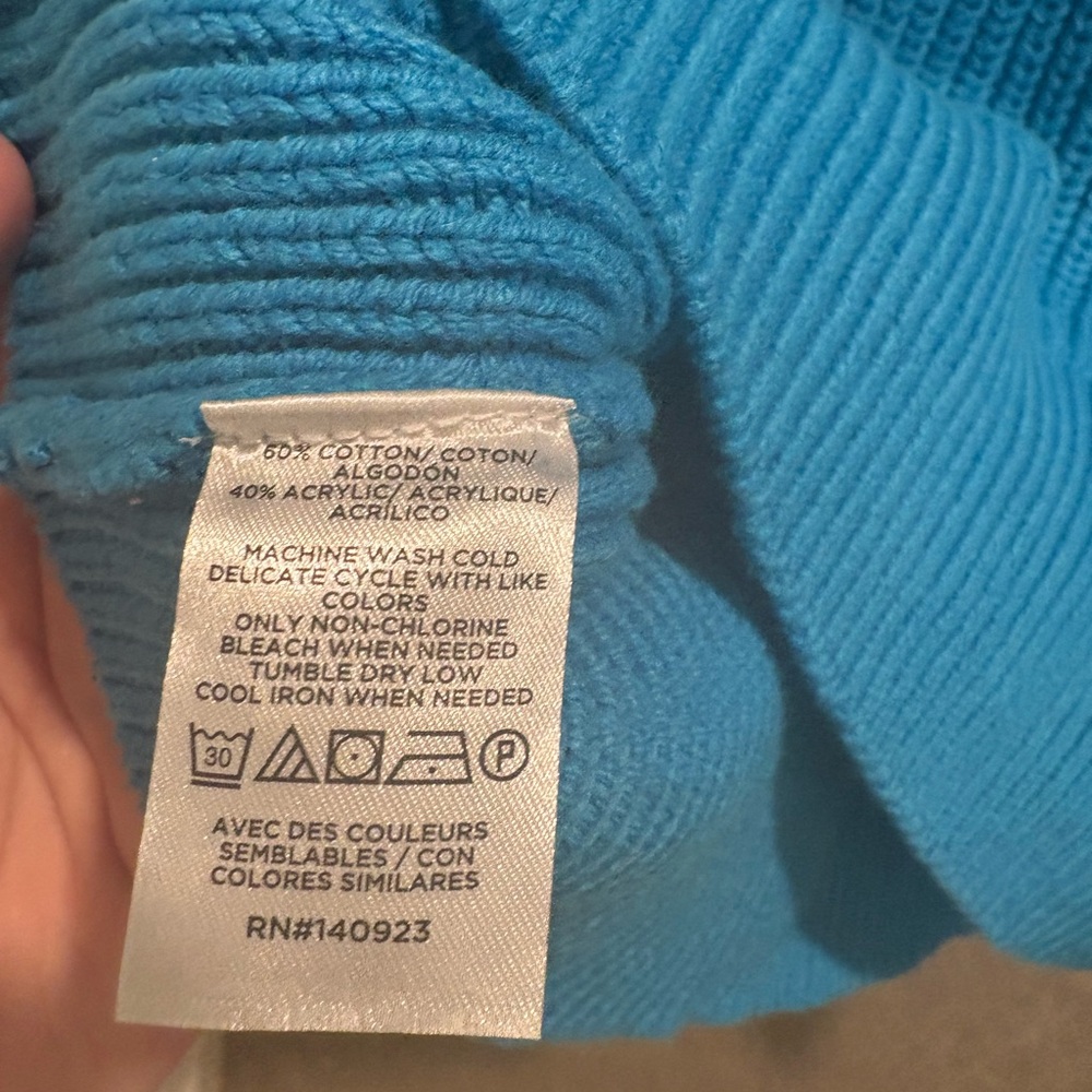 Loft Turquoise Ribbed Collar Sweater - Picture 5 of 5